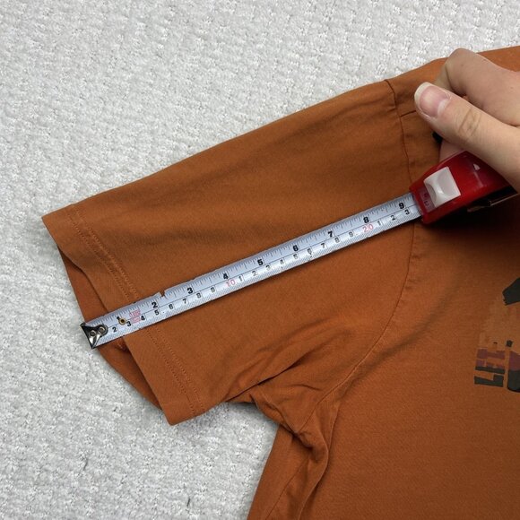 Merrell T-Shirt Mens Orange Short Sleeve Get Outside Outdoors Graphic Logo Read - Picture 10 of 15